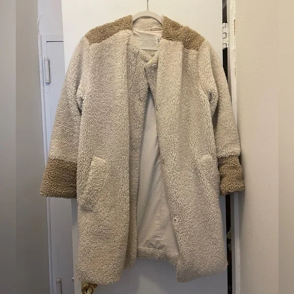 GAP Jackets Coats Gap Cozy Sherpa Collarless Long Teddy Coat
